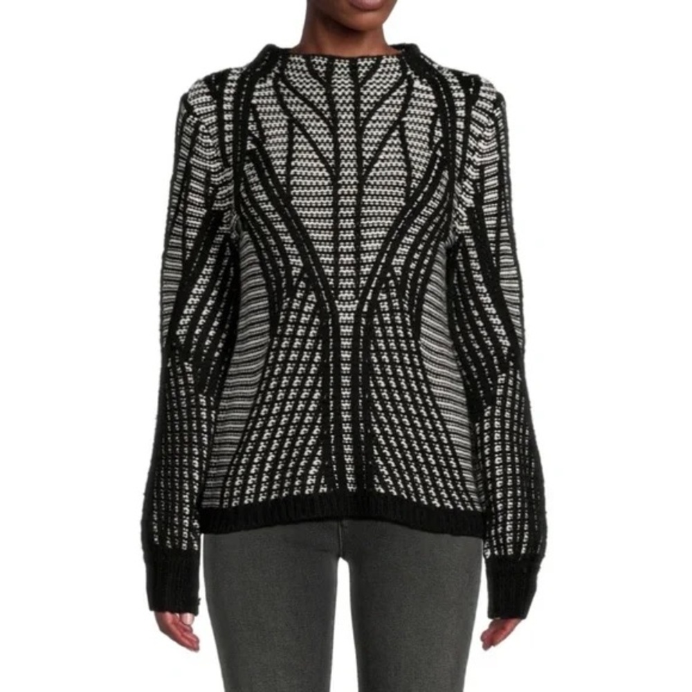 Donna Karan Monochrome Geometric Sweater